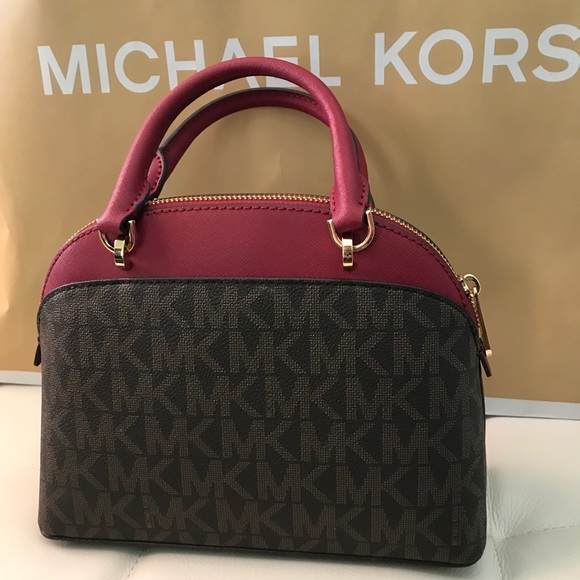 NWT MICHAEL KORS EMMY SMALL DOME SATCHEL CHERRY - Picture 5 of 6